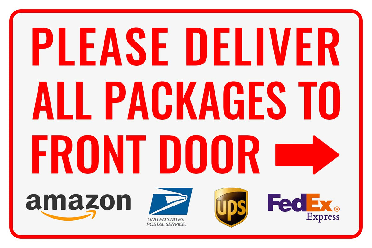 Bestylez delivery sign with front door arrow for clear doorstep directions