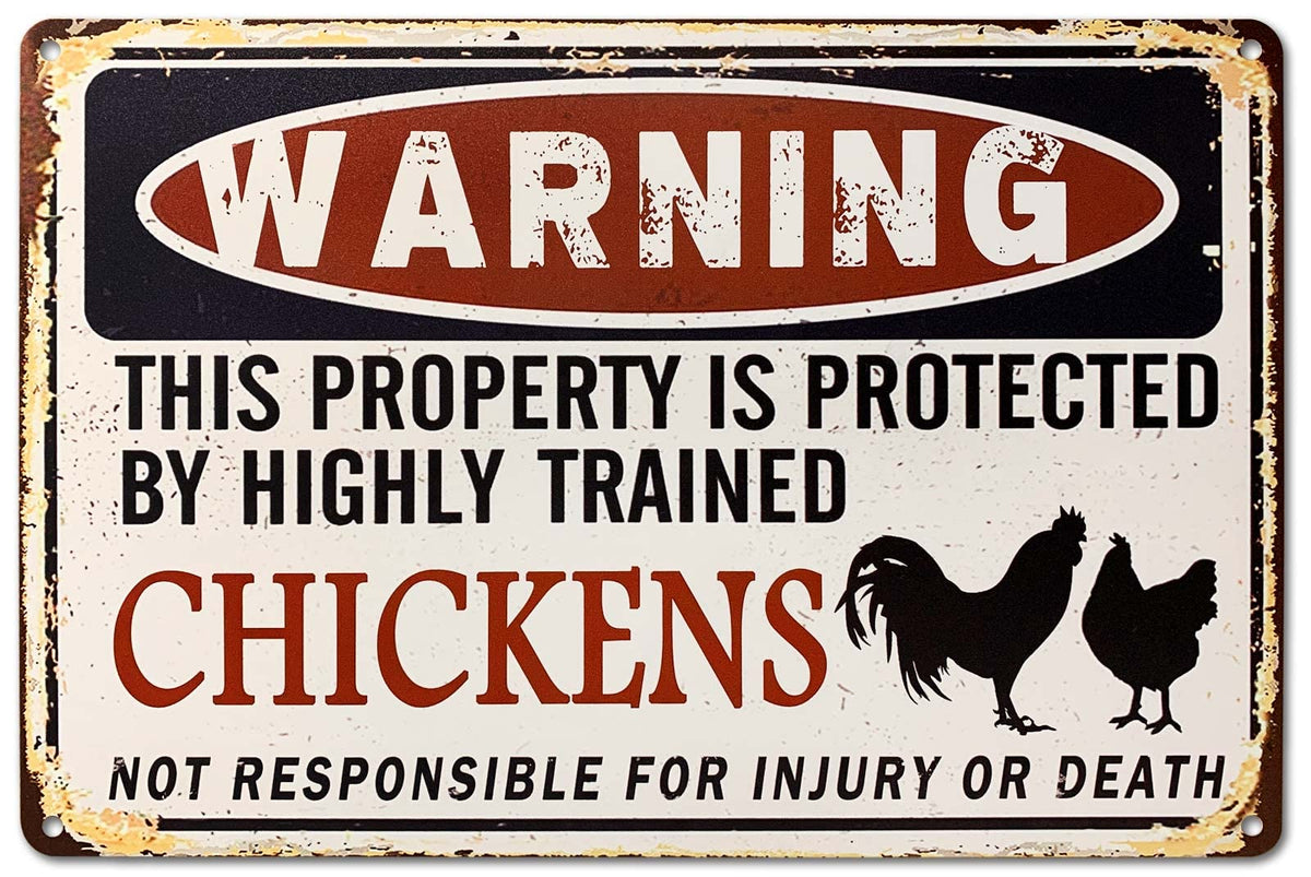 Bestylez Funny Chicken Coop Sign front view shows playful protection for your coop