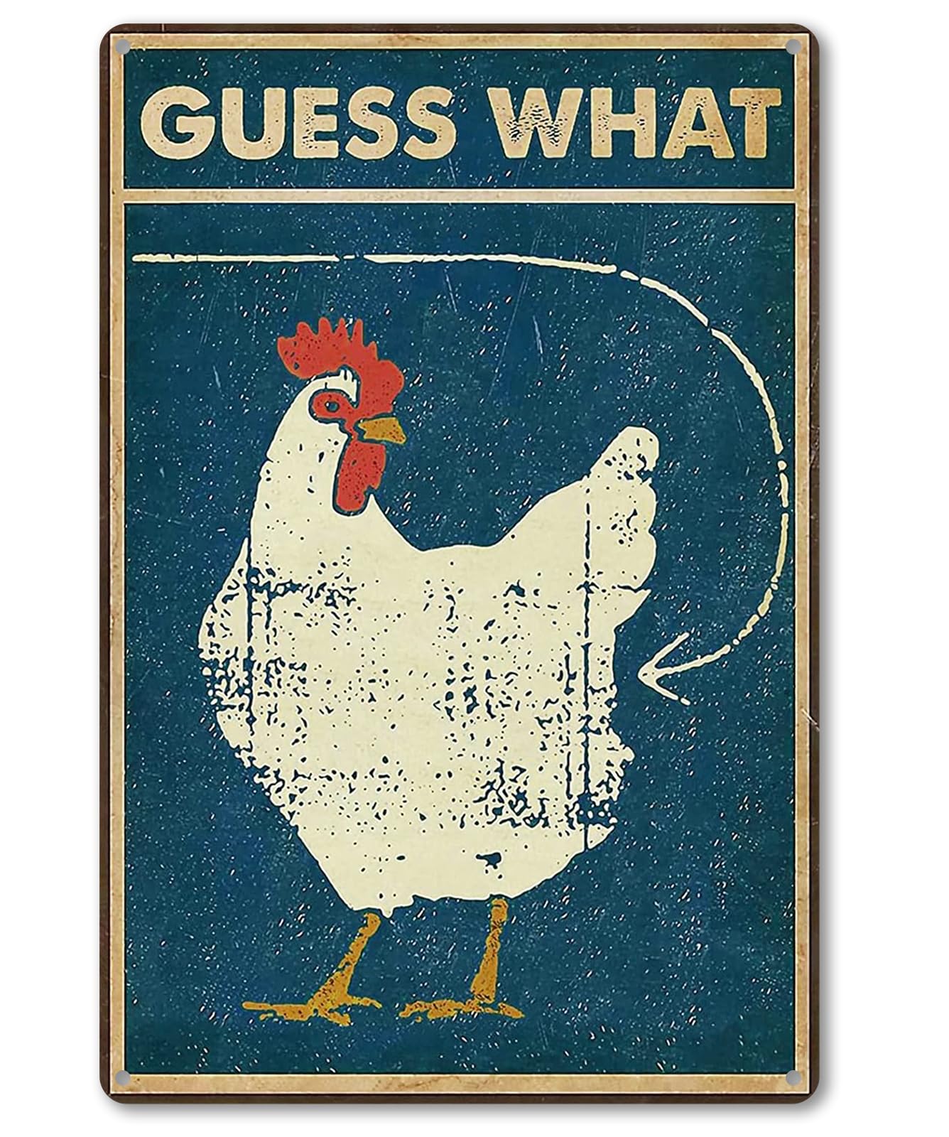 Bestylez Guess What metal sign for coop adds playful charm and weather resistance.