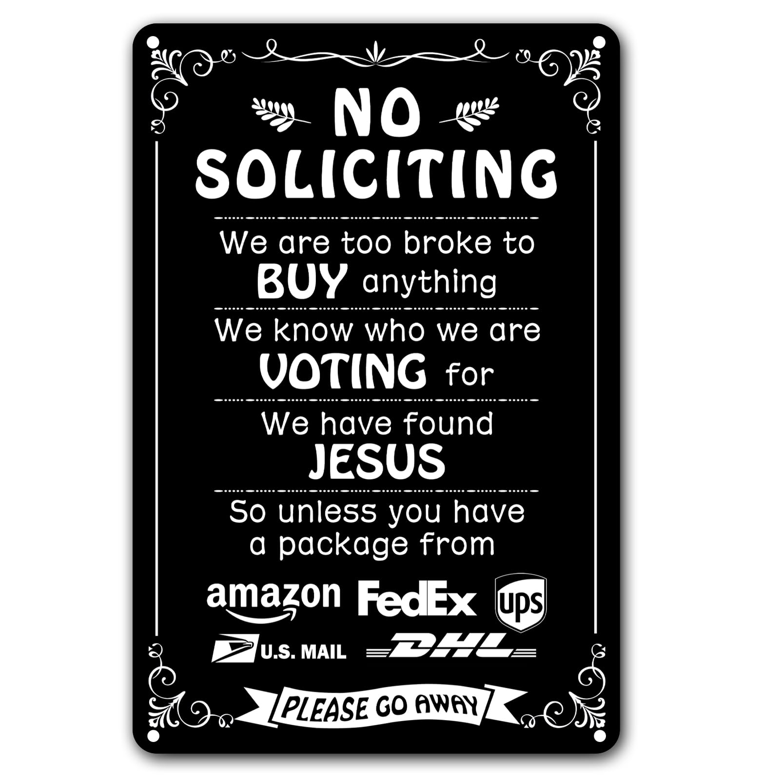 Bestylez no soliciting sign front door: humorous metal sign for front door deterring unwanted visits.