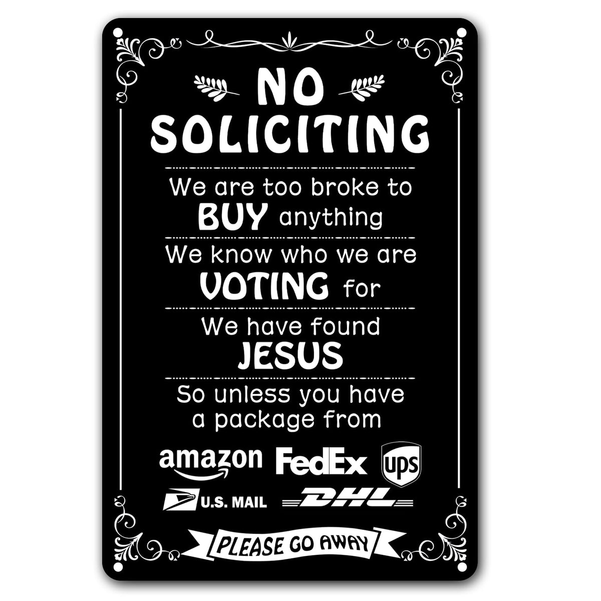 Bestylez no soliciting sign front door: humorous metal sign for front door deterring unwanted visits.