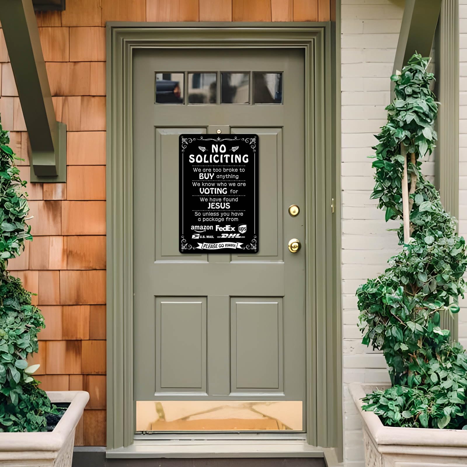 Bestylez no soliciting sign with pre-drilled holes for easy mounting.