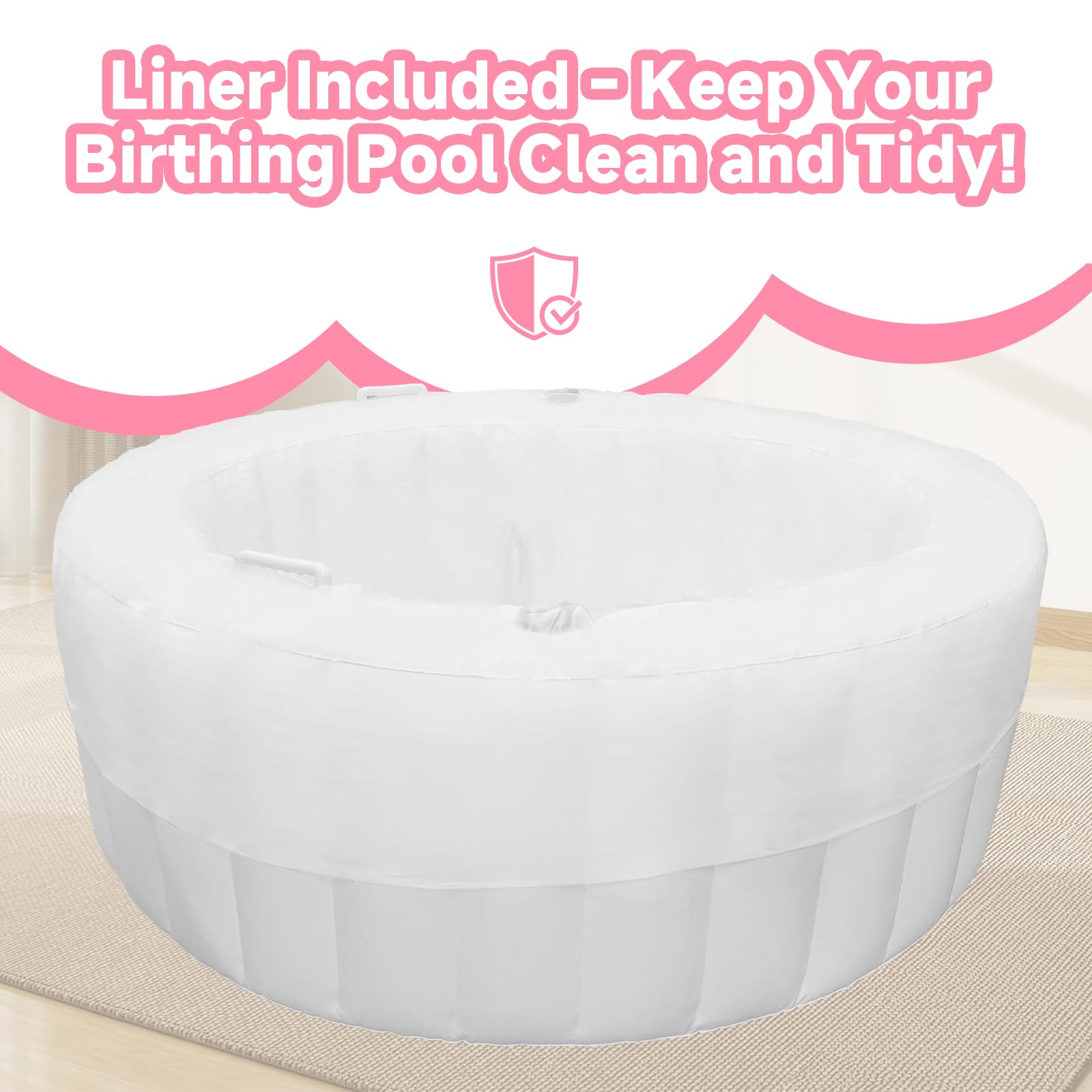 Besutosera birth pool liner set helps keep surfaces clean and tidy.