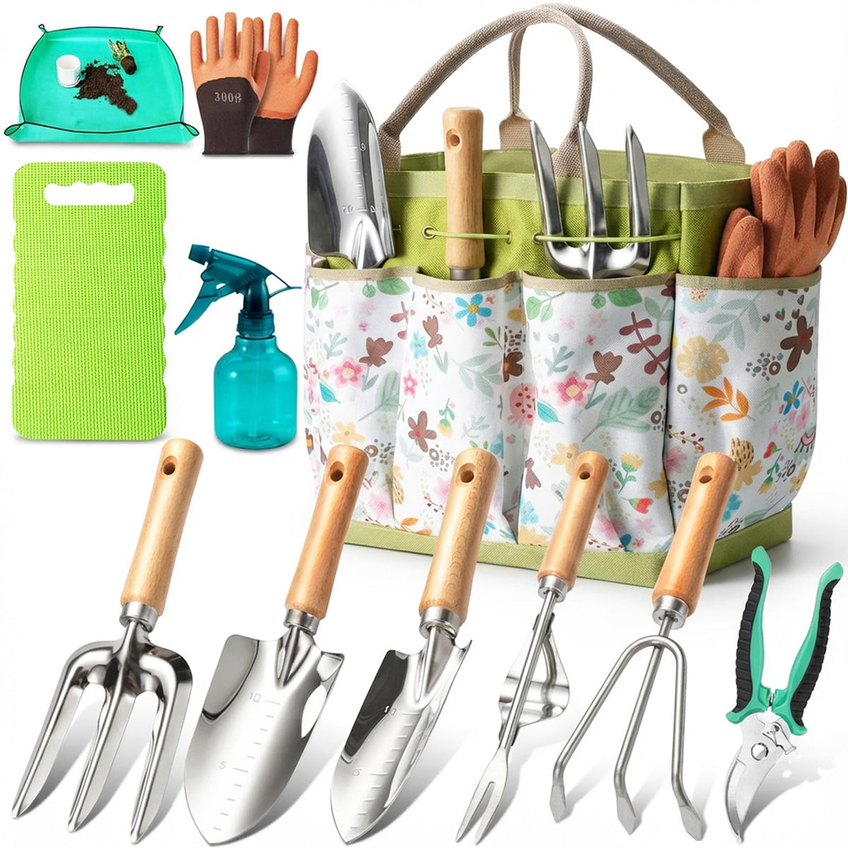 BESWILL 11-piece garden tool set pruning shears for precise trimming and rust-resistant performance