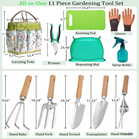 BESWILL 11-piece garden tool set root trowel for careful root work in dense soil
