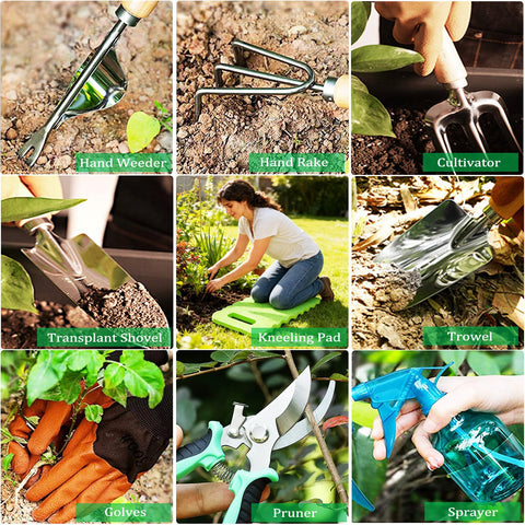 BESWILL 11-piece garden tool set transplanter for safe, accurate plant transfer
