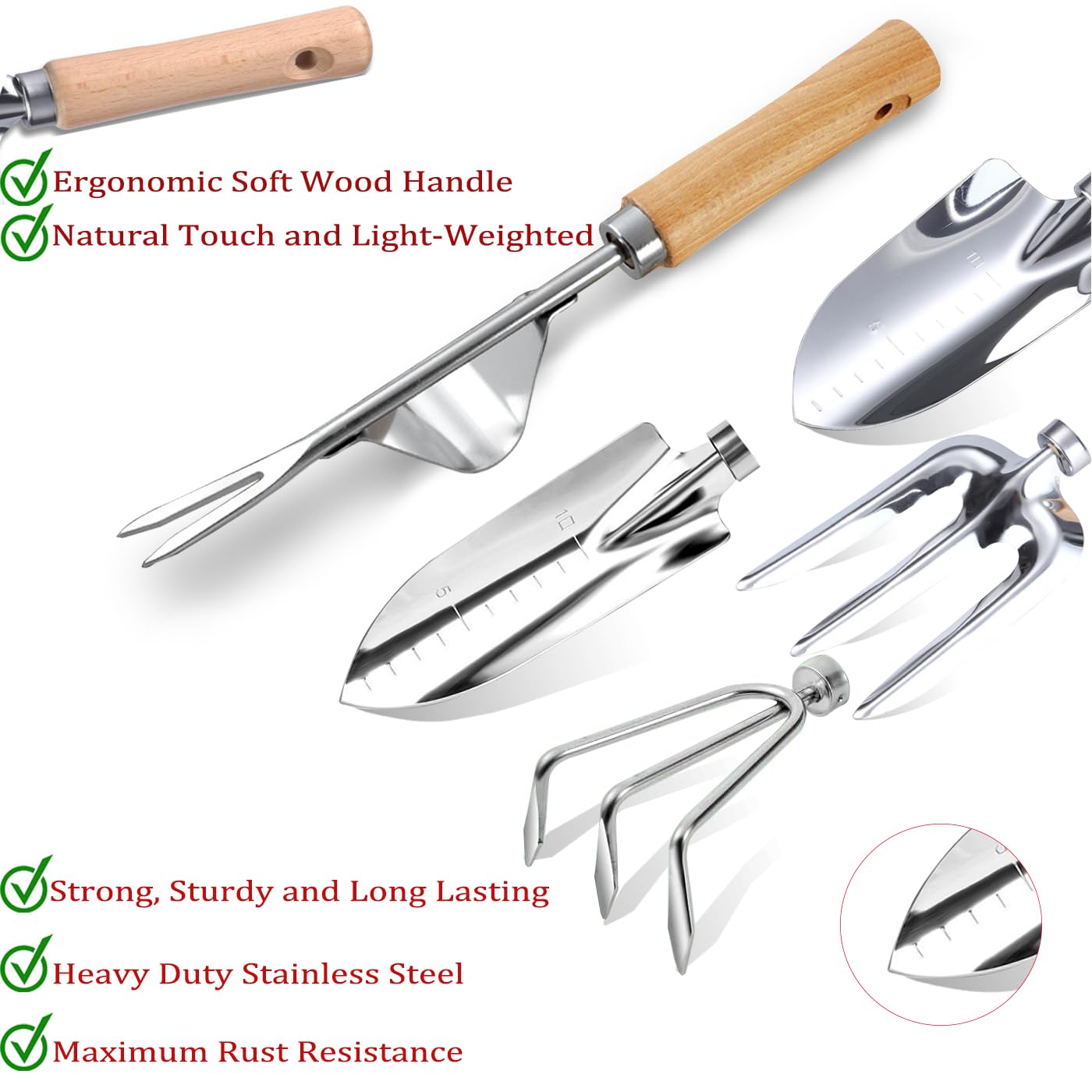 BESWILL 11-piece garden tool set weeder for easy soil loosening and weed removal