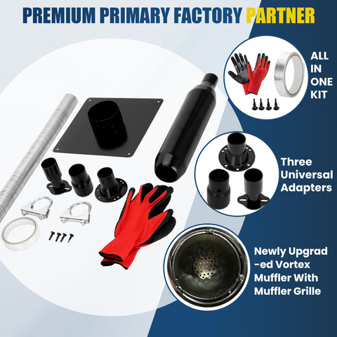 Betollo all-in-one kit through-wall mounting close-up—quick, clean venting for safe exhaust.