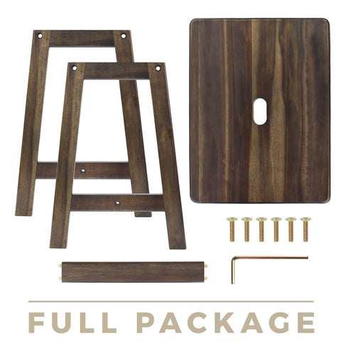 BETSEO Acacia stool makeup station top-down, sturdy 150 lb load capability