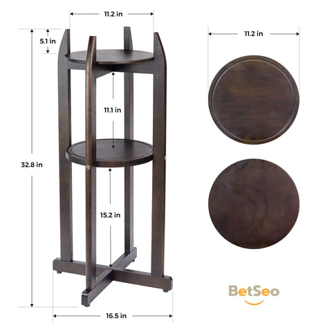 BETSEO floor stand with two round shelves for extra storage.