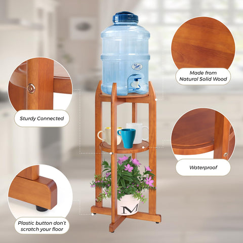 BETSEO sturdy wood dispenser stand supports 1-5 gallon bottles