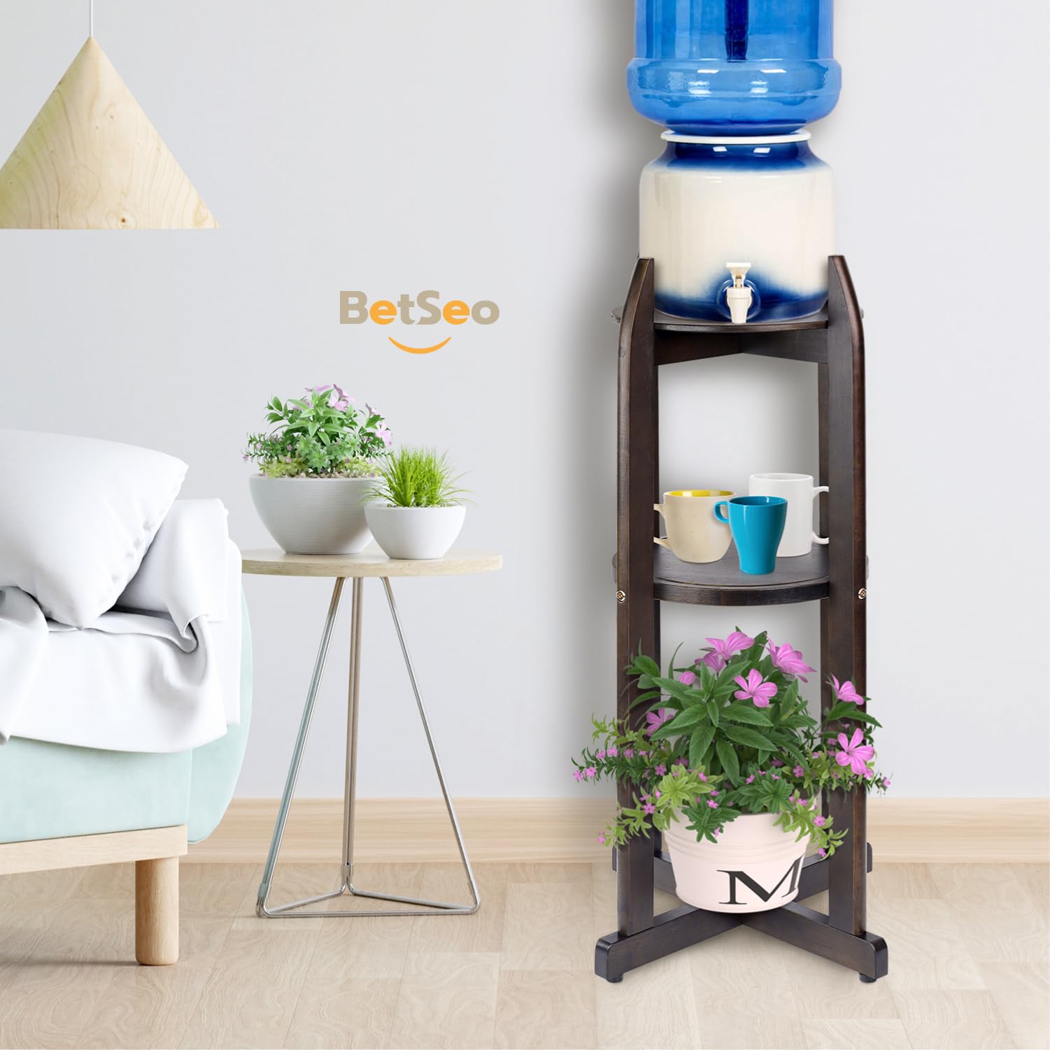 BETSEO sturdy load capacity supports various gallon bottles safely.