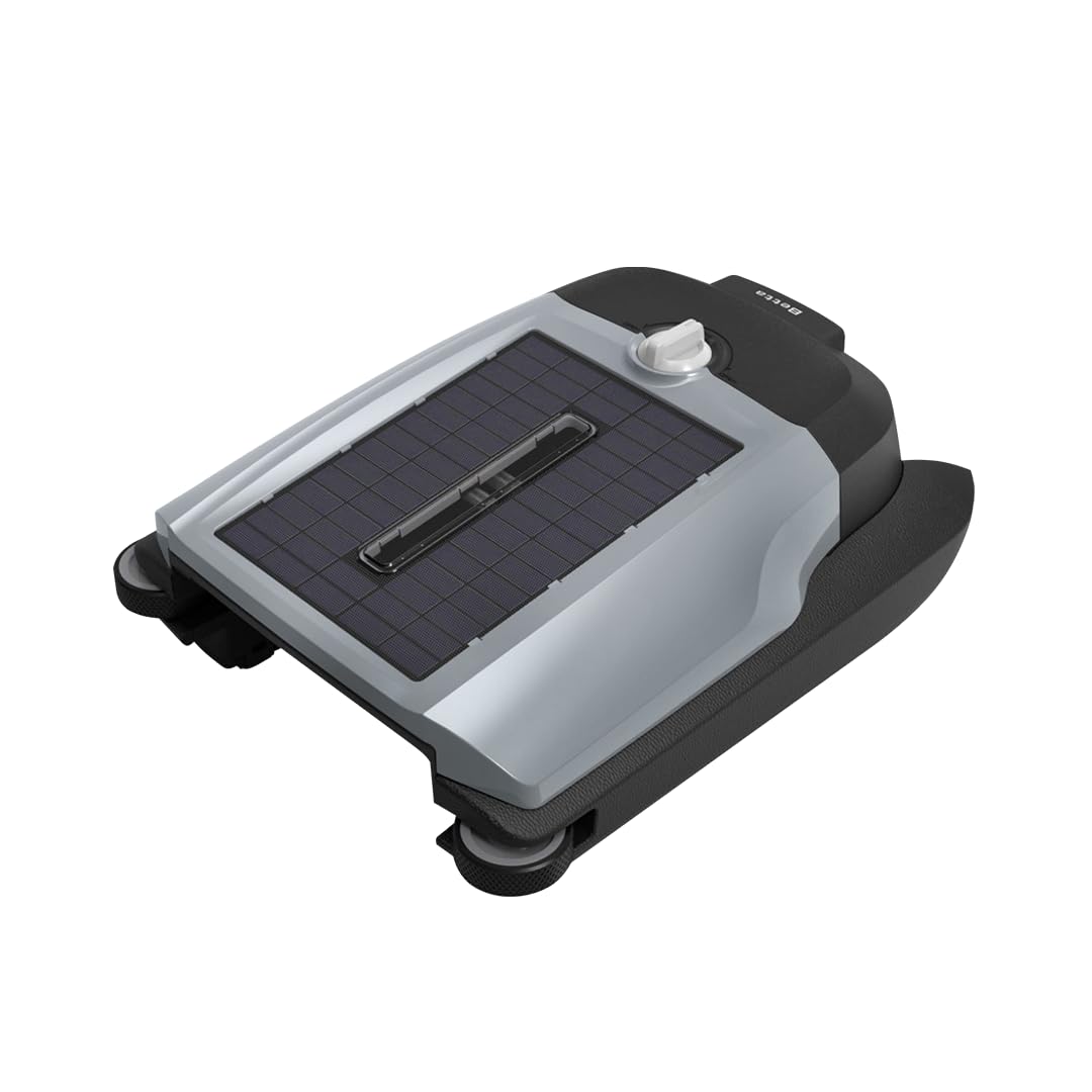 Betta Flex solar-powered skimmer front view in grey gliding to collect debris