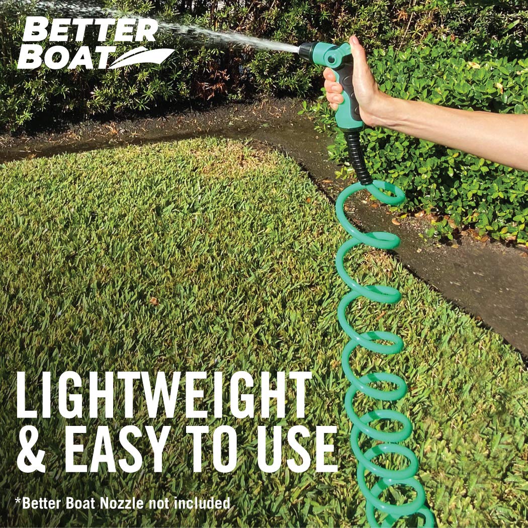 Better Boat expandable hose provides flexible washing from garden to boat deck.
