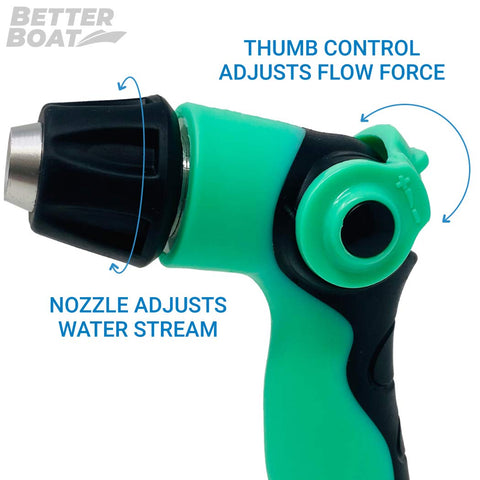 Better Boat wide-thin head design delivers strong washdowns with a broad spray.