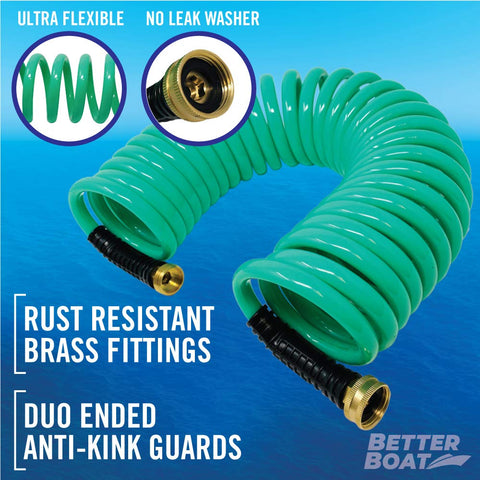 Better Boat RV washdown-ready hose ideal for docks, decks, and campers.