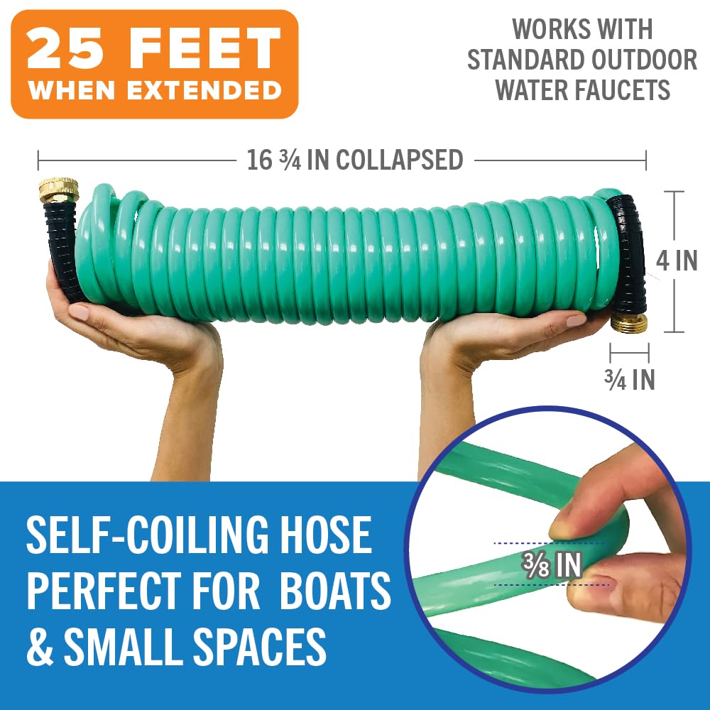 Better Boat self-coiling hose design simplifies storage and setup during outdoor cleaning.