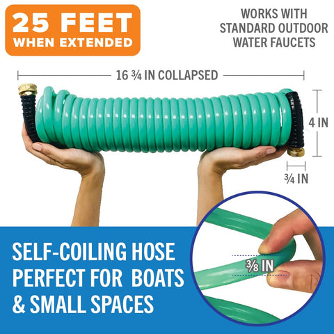 Better Boat self-coiling hose design simplifies storage and setup during outdoor cleaning.