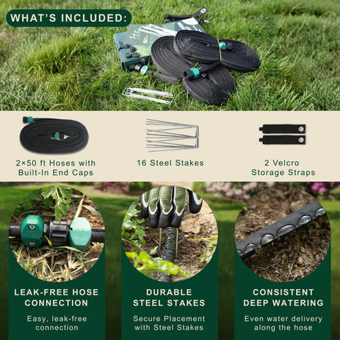Better Botanicals two 50 ft connectable hoses extended for larger beds
