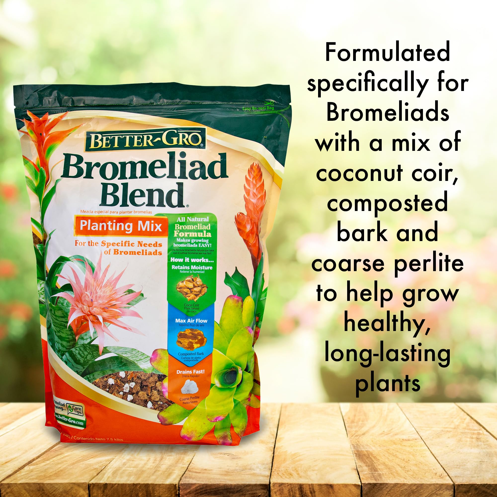 Better-Gro Bromeliad Blend 8 Qt measuring spoon for convenient dosing.