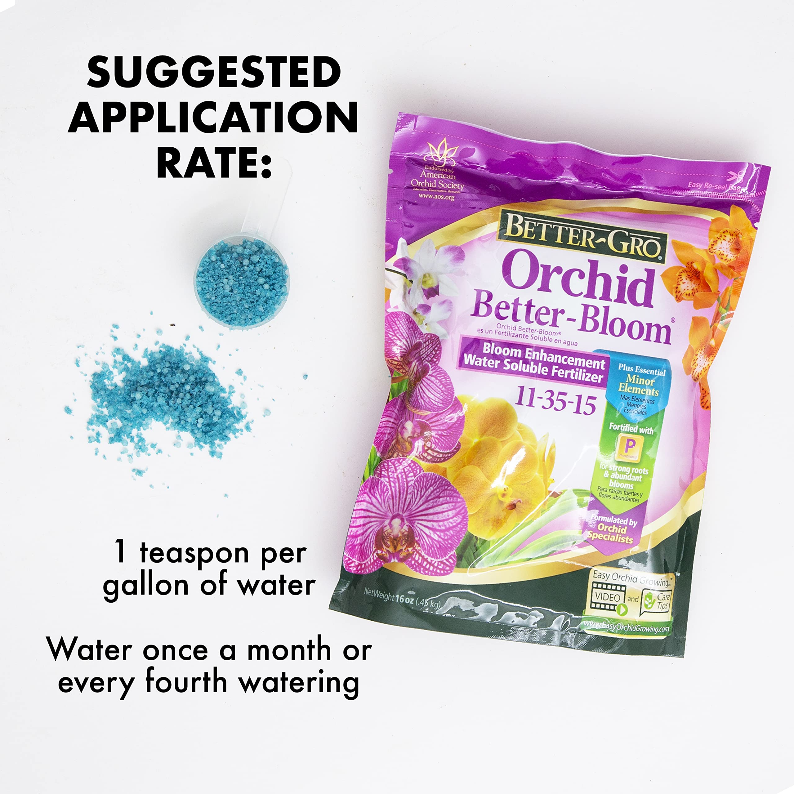 Better-Gro Orchid Plus Bloom Booster root and foliage soak for thorough nourishment
