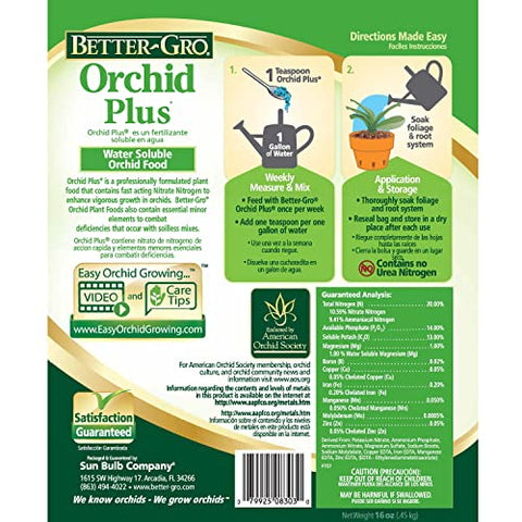 Better-Gro Orchid Plus dissolves easily in water for quick feeding.