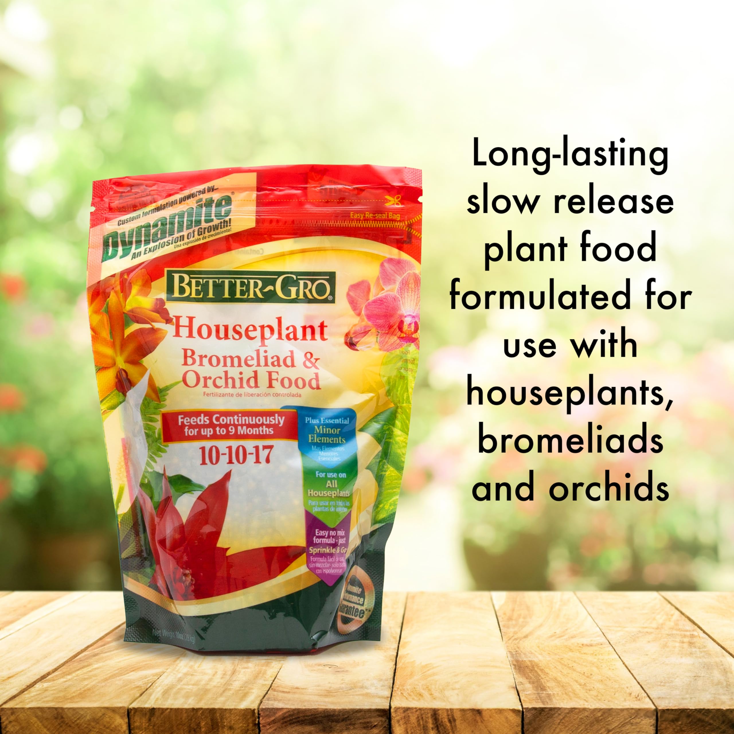 Better-Gro sprinkle application highlights mess-free feeding for indoor plants.