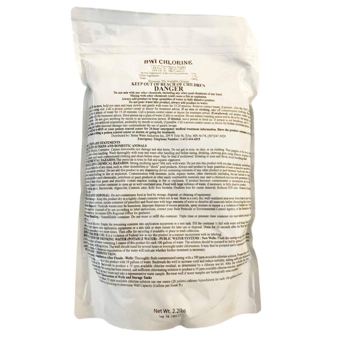 Better Water Industries C21044 chlorine pellets dissolving in water for automatic chlorination