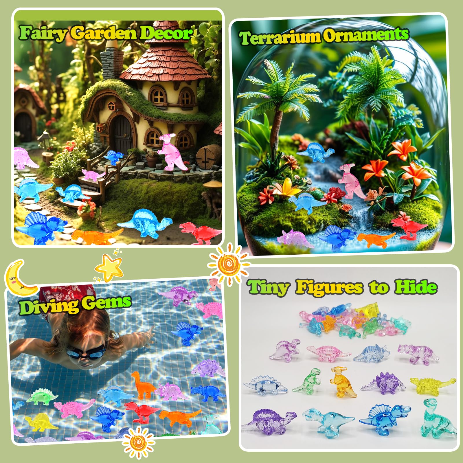 BETURETOP colorful mini dinos brighten DIY displays and classroom rewards.