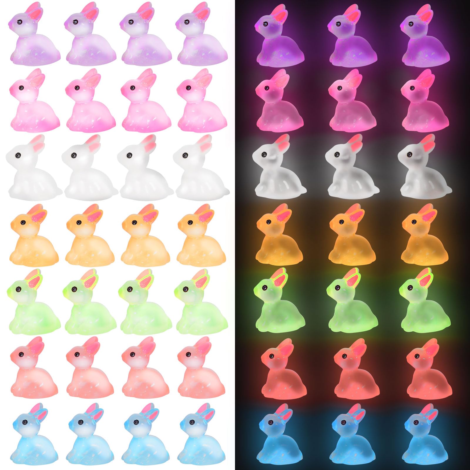 BETURETOP luminous mini bunny figures glow at night for magical Easter displays.