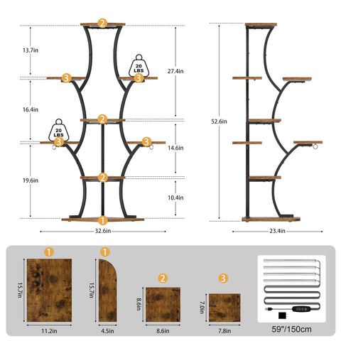 BEVAURORA corner plant stand with grow lights, easy assembly instructions shown