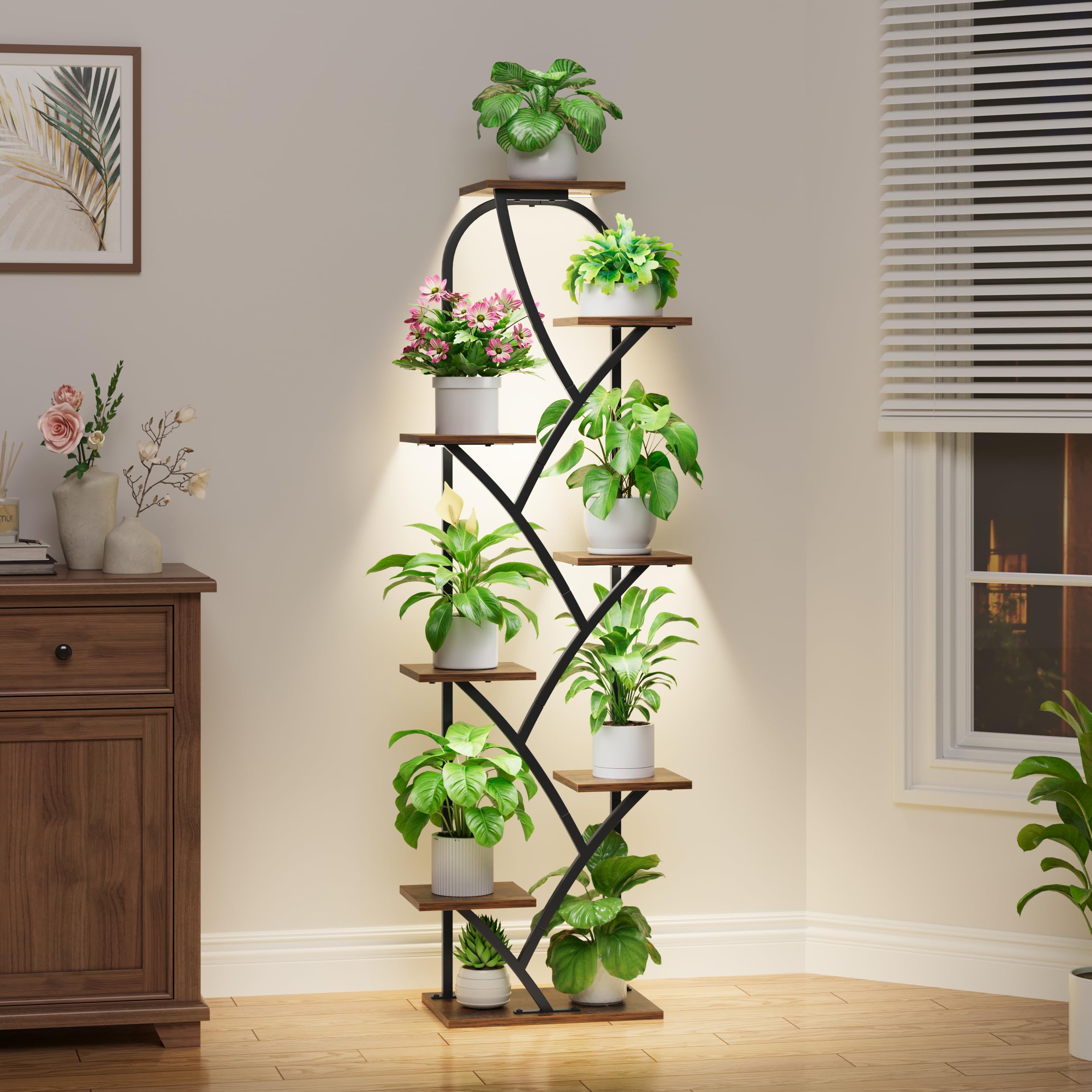 BEVAURORA plant stand with grow lights elevates indoor gardening in any corner.
