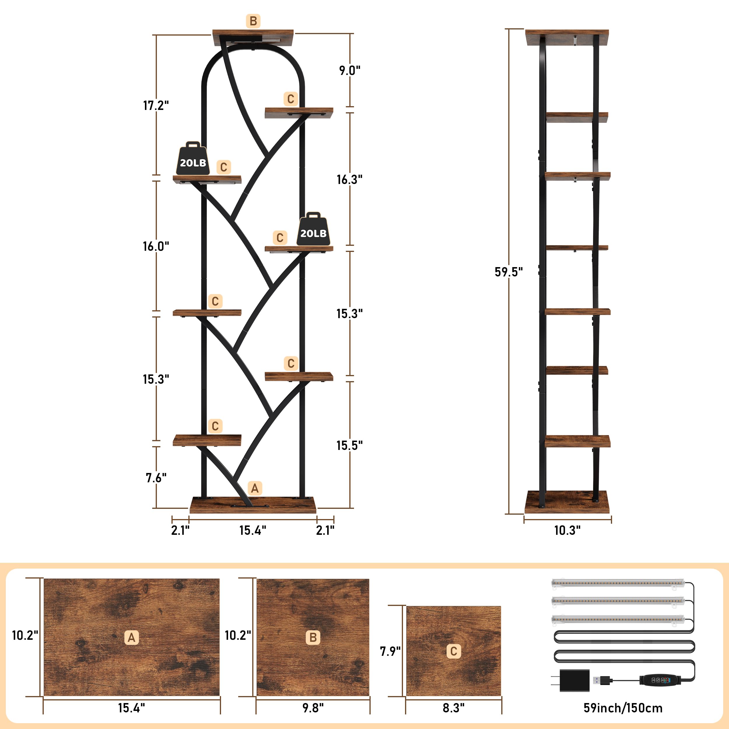 BEVAURORA plant stand with timer simplifies light management for healthy growth.