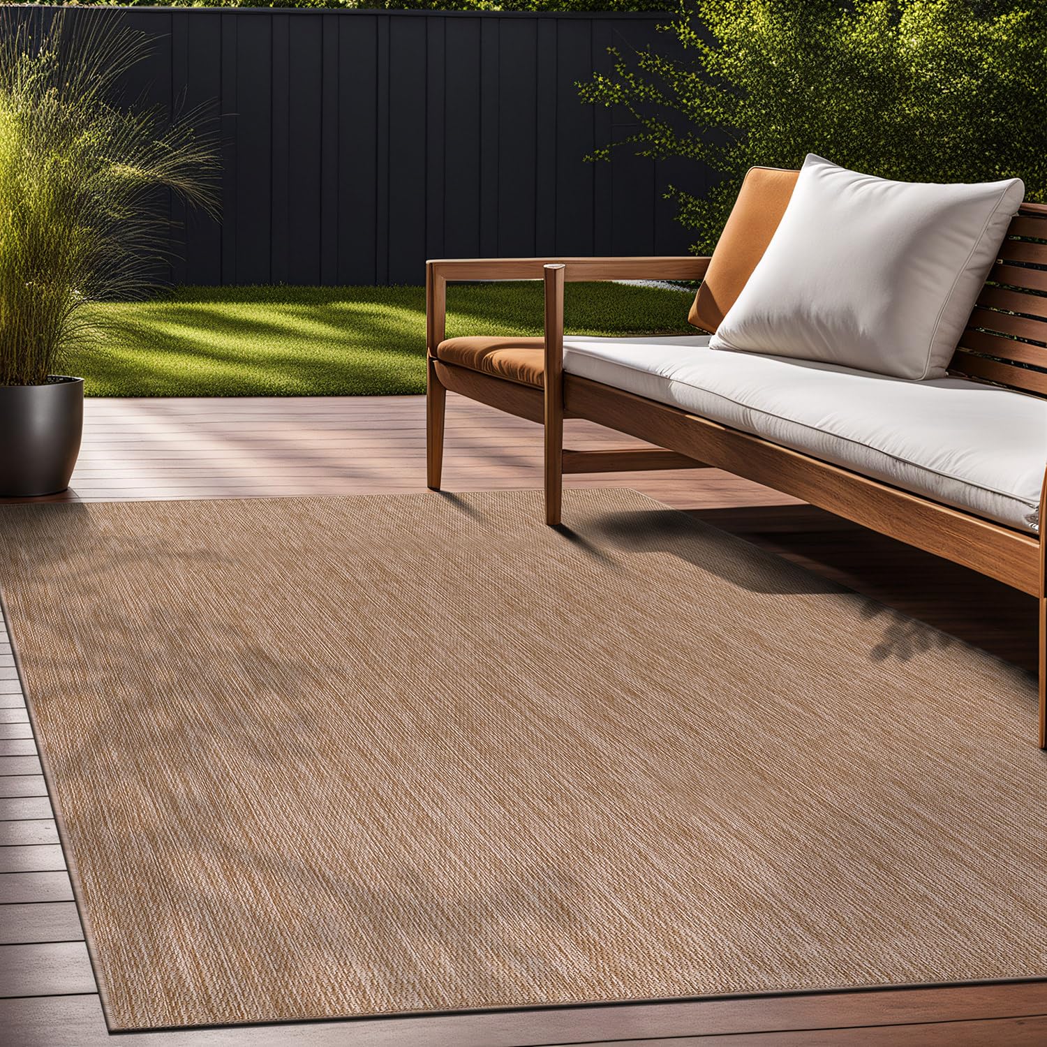 Beverly Rug dense polypropylene weave for long-lasting performance.