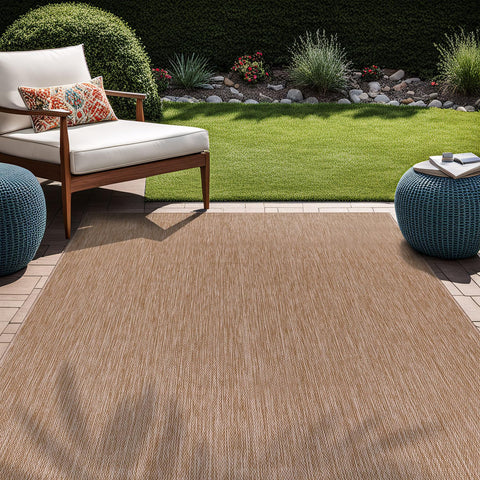 Beverly Rug easy-clean outdoor carpet, hose-off for deep cleaning.