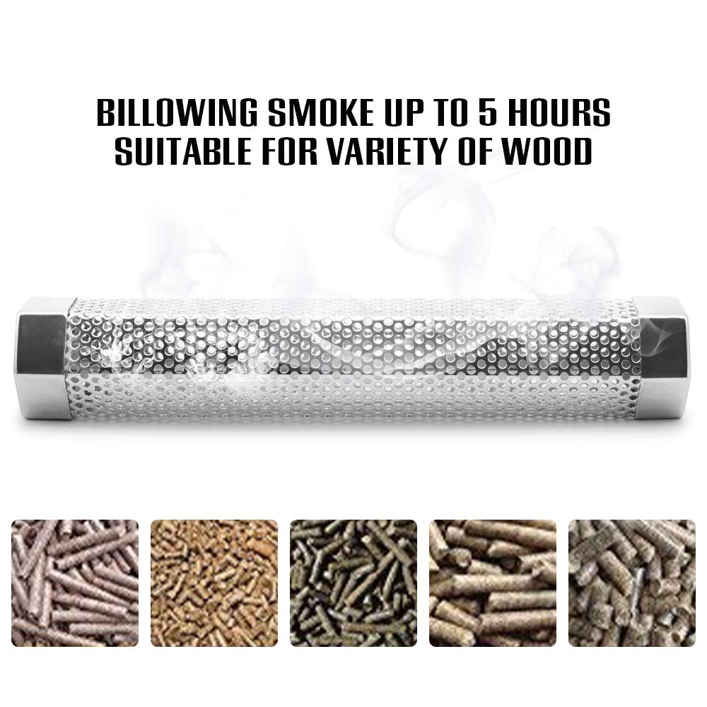BEWAVE pellet smoker tube with free brush for easy cleaning after sessions