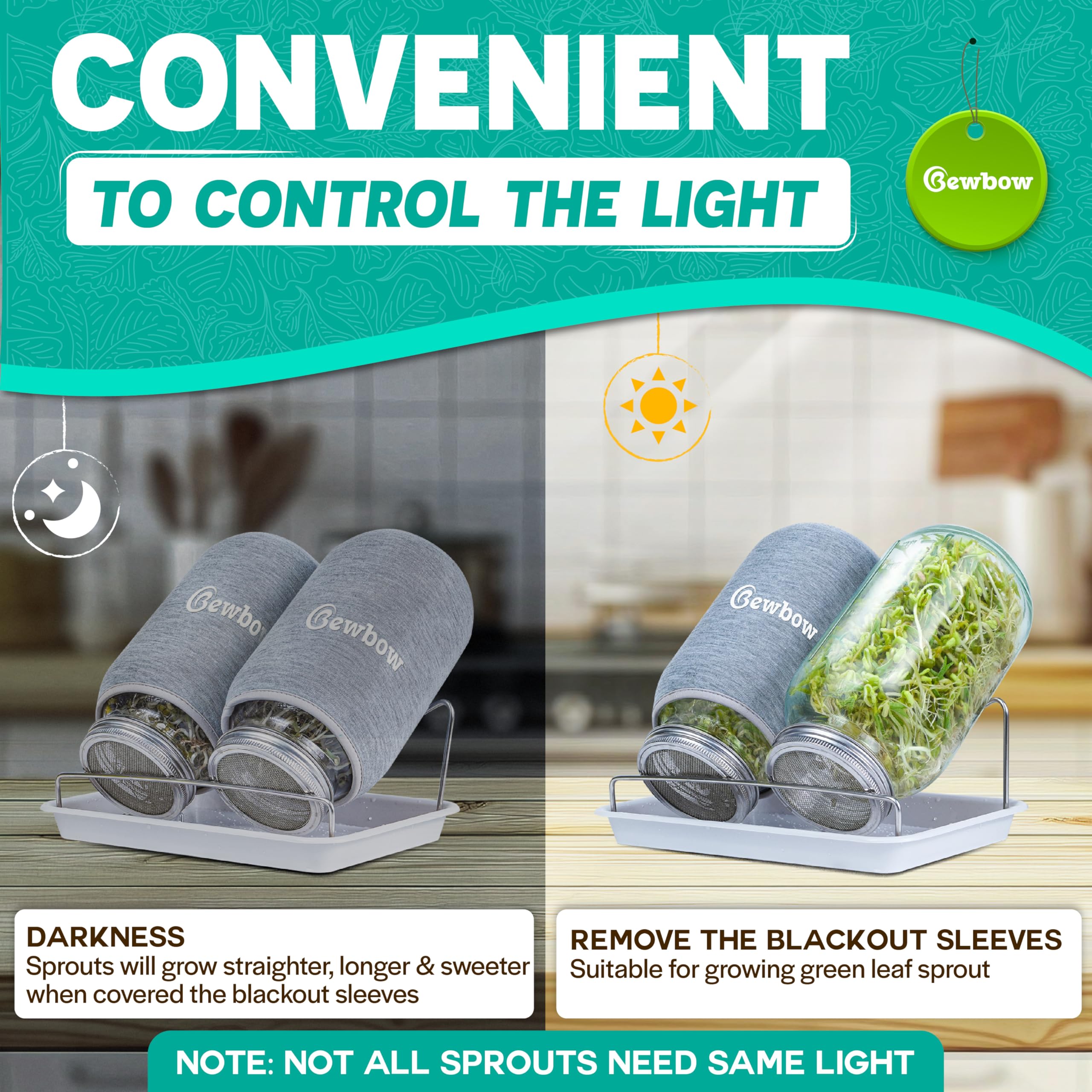 Bewbow blackout sleeves control light exposure for straight, sweet sprouts
