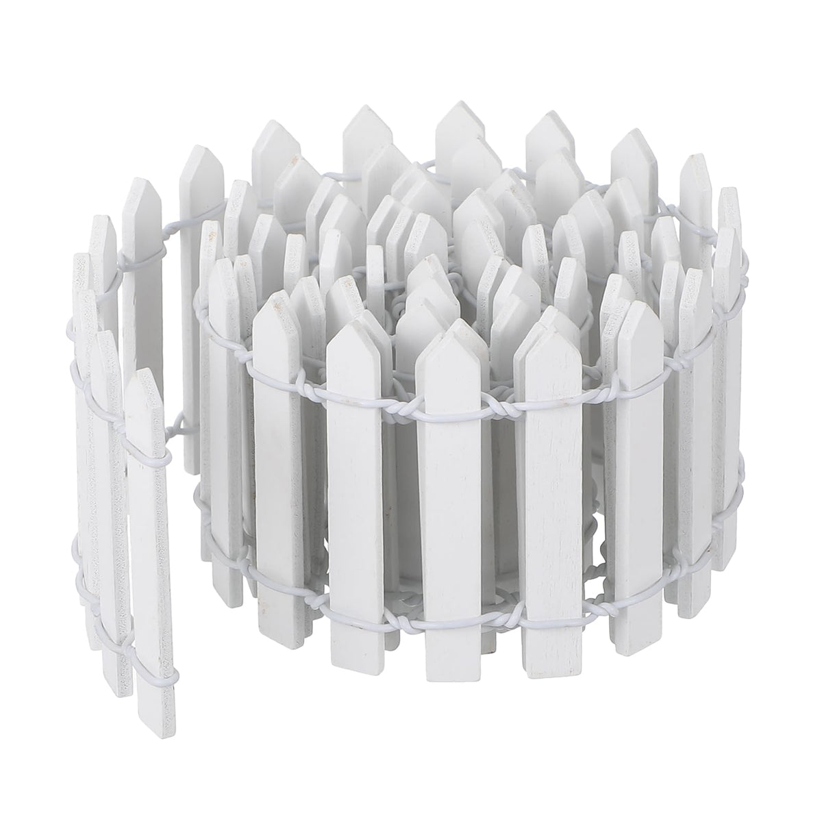 Bewudy 35inch fairy garden fence in white for dollhouses and mini landscapes.