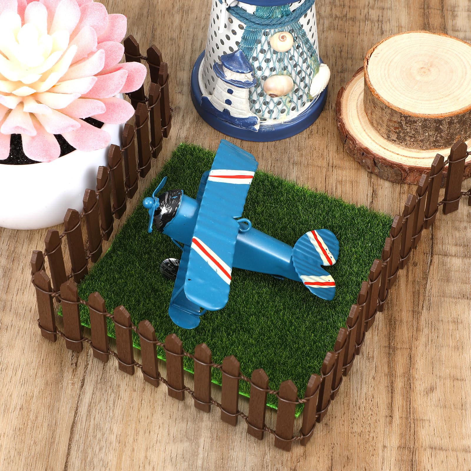 Bewudy wooden picket fence miniature ornament for fairy gardens and succulent displays