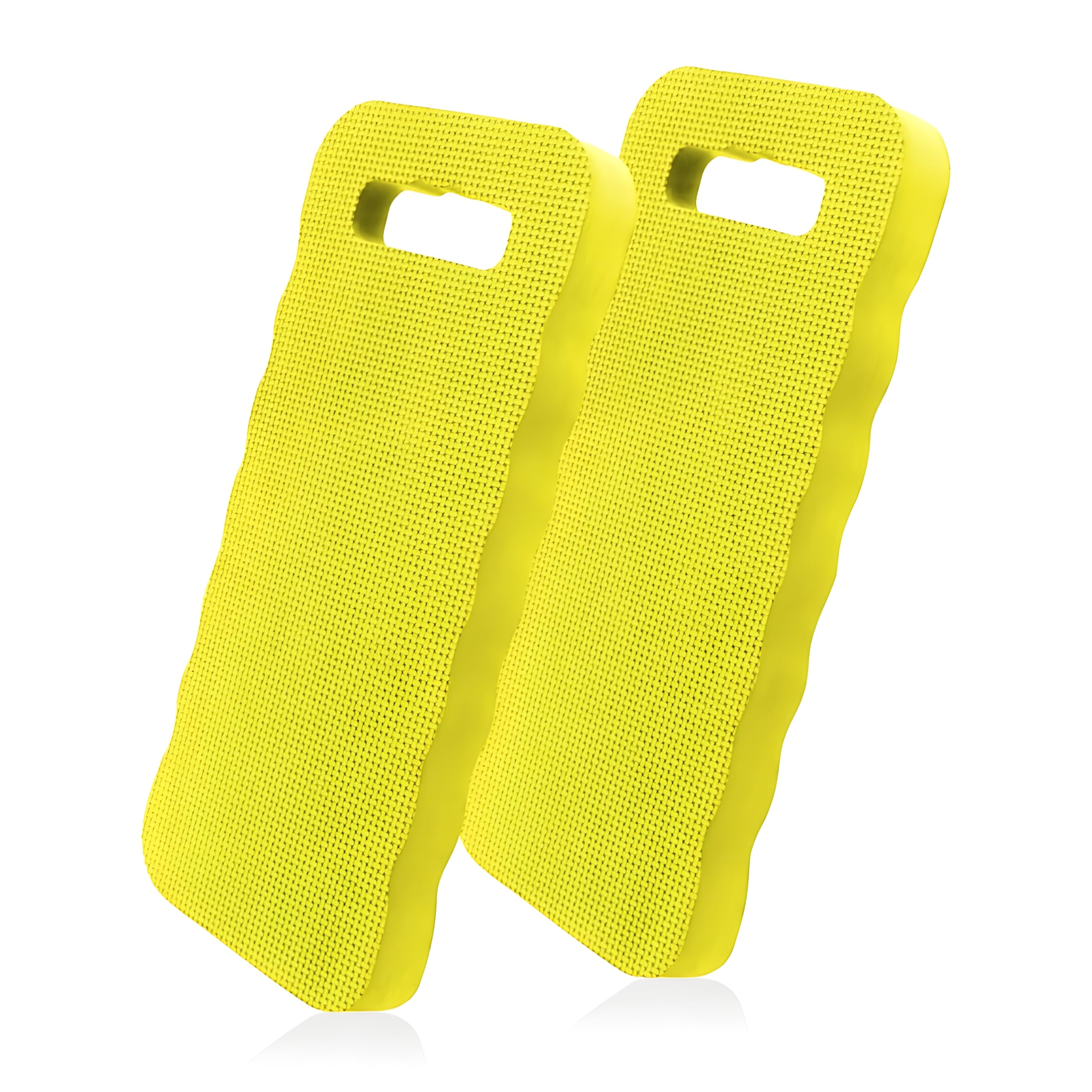 Bexter kneeling pad yellow side view protects knees during scrubbing.
