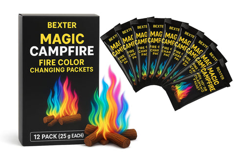 Bexter campfire color packets offer safe, mess-free color for any wood fire.