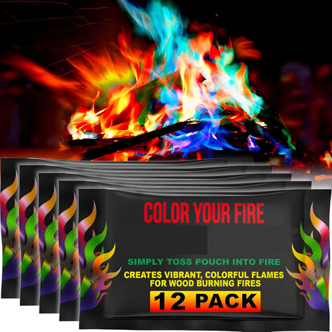 Bexter packets dropped into a fire create a rainbow flame display for outdoor gatherings.