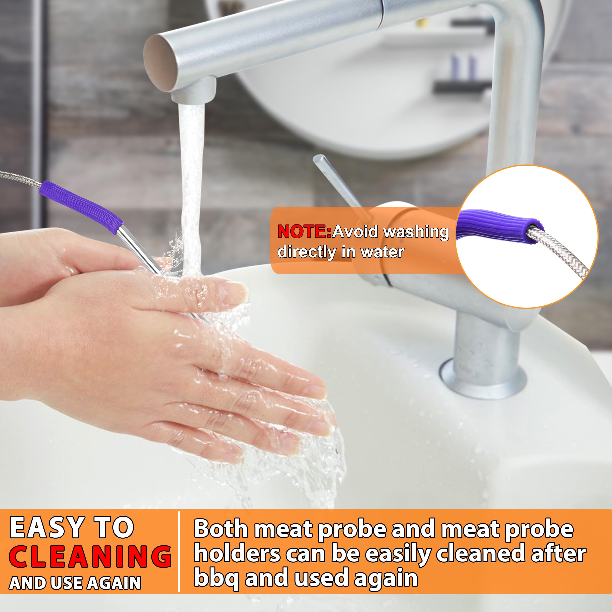 Bezmaksas waterproof probe tip for easy cleaning after grilling