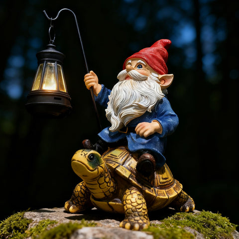 Bezseili gnome-lantern combo lights paths after sunset.