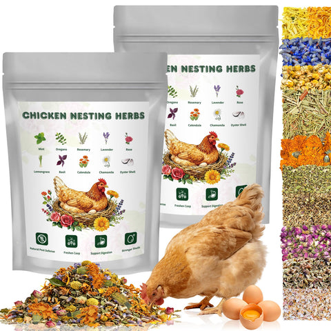 BGraceyy chicken nesting herbs 64oz jar close-up showcasing a fresh floral aroma for the coop