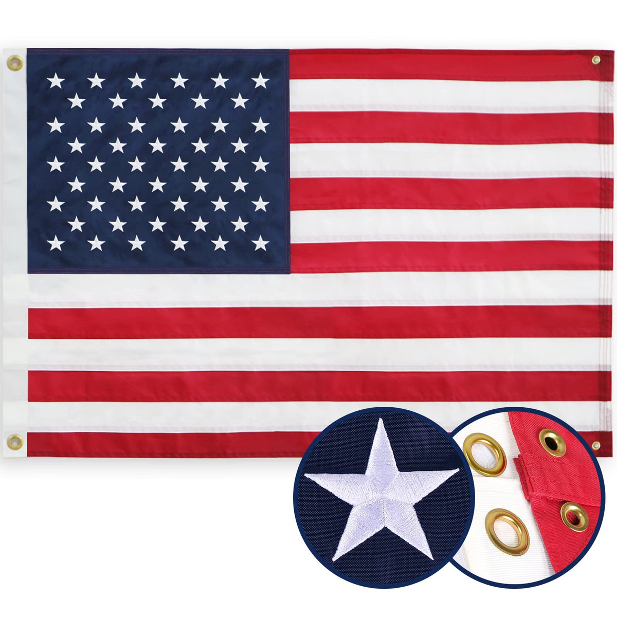 BGTXCZ American Flag 2x3ft fluttering outdoors in the wind.