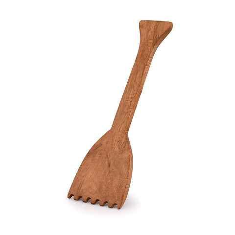 BHAVATU acacia-wood curved-neck scraper allows extra pressure on grime