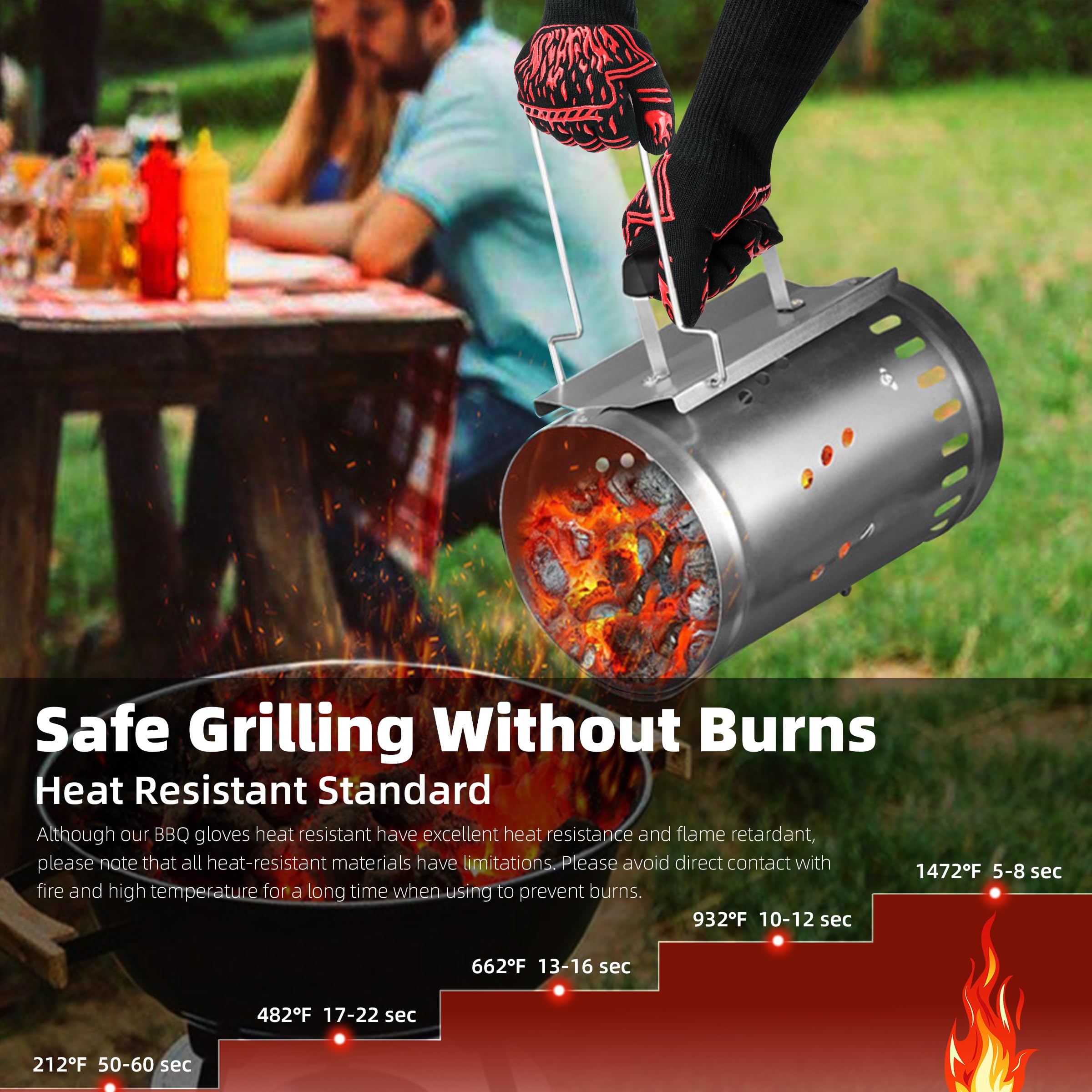 BHYTAKI BBQ Gloves feature anti-slip silicone grip on both sides.