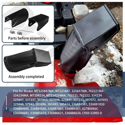 Chute assembly features a wide opening to improve snow discharge.