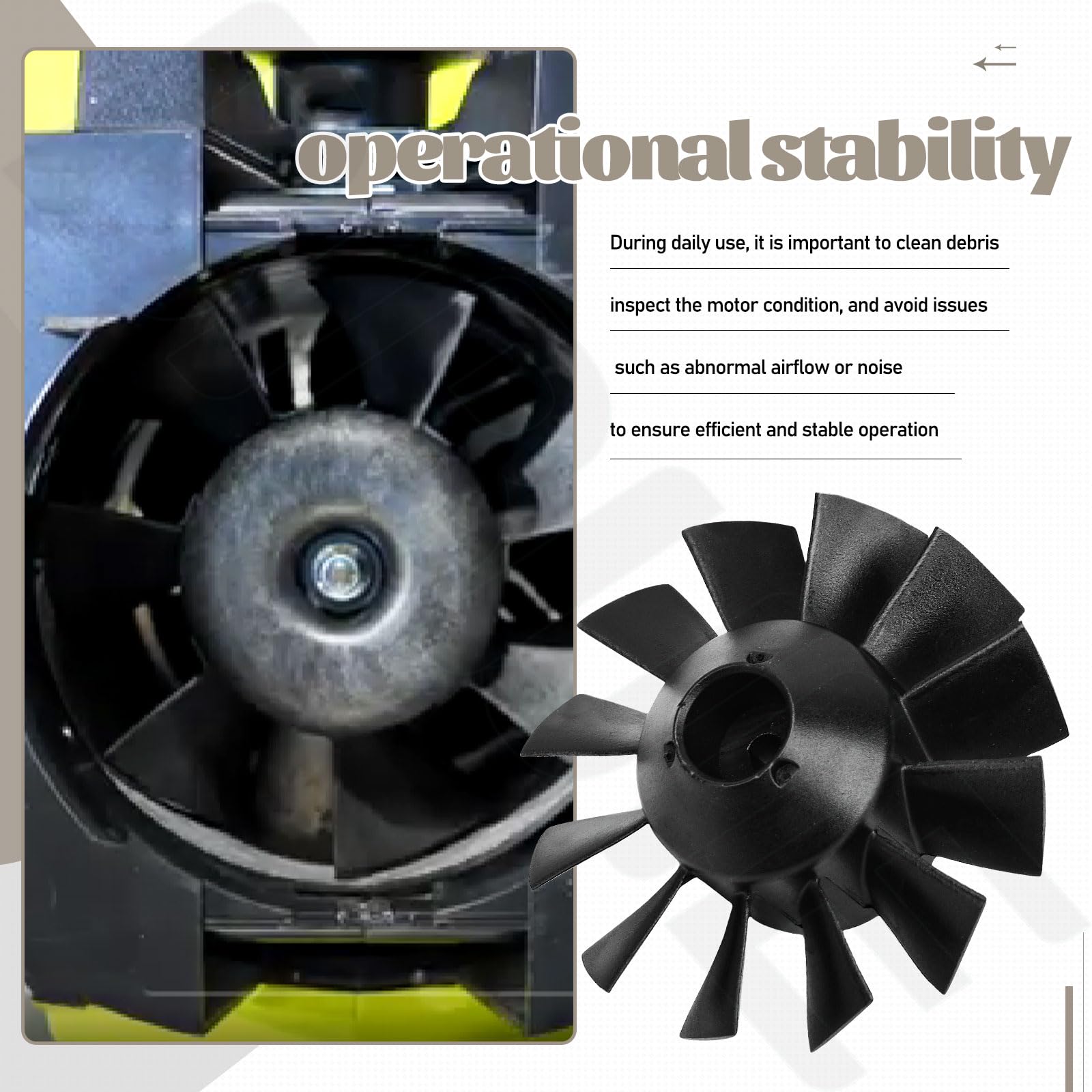 BIBIJIE blower fan motor closeup highlights durable components for longevity.